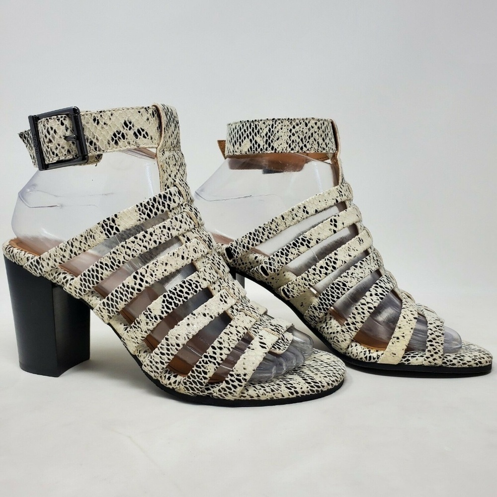 Vionic Sami Caged Block Heel Sandal Black/White 7